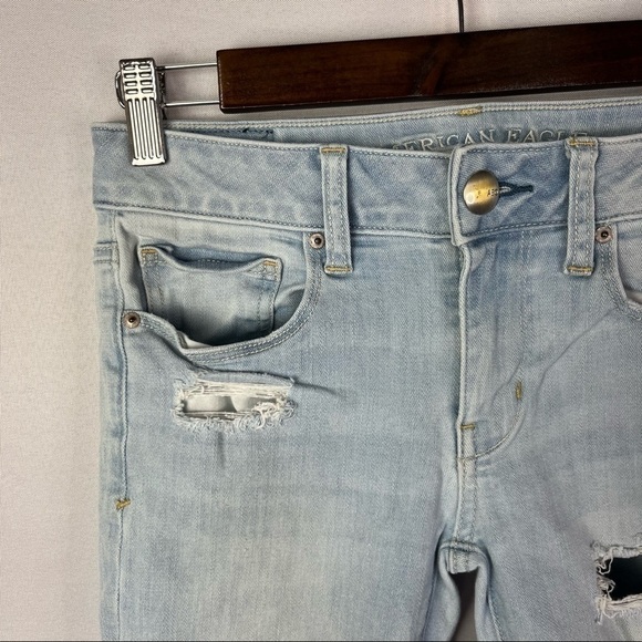 American Eagle AEO Light Wash Distressed Skinny Jeans 2 - Picture 2 of 3